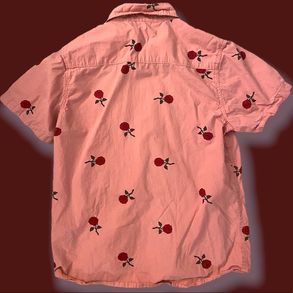 Red Roses Button-Down Collared Shirt - Picture 2 of 2